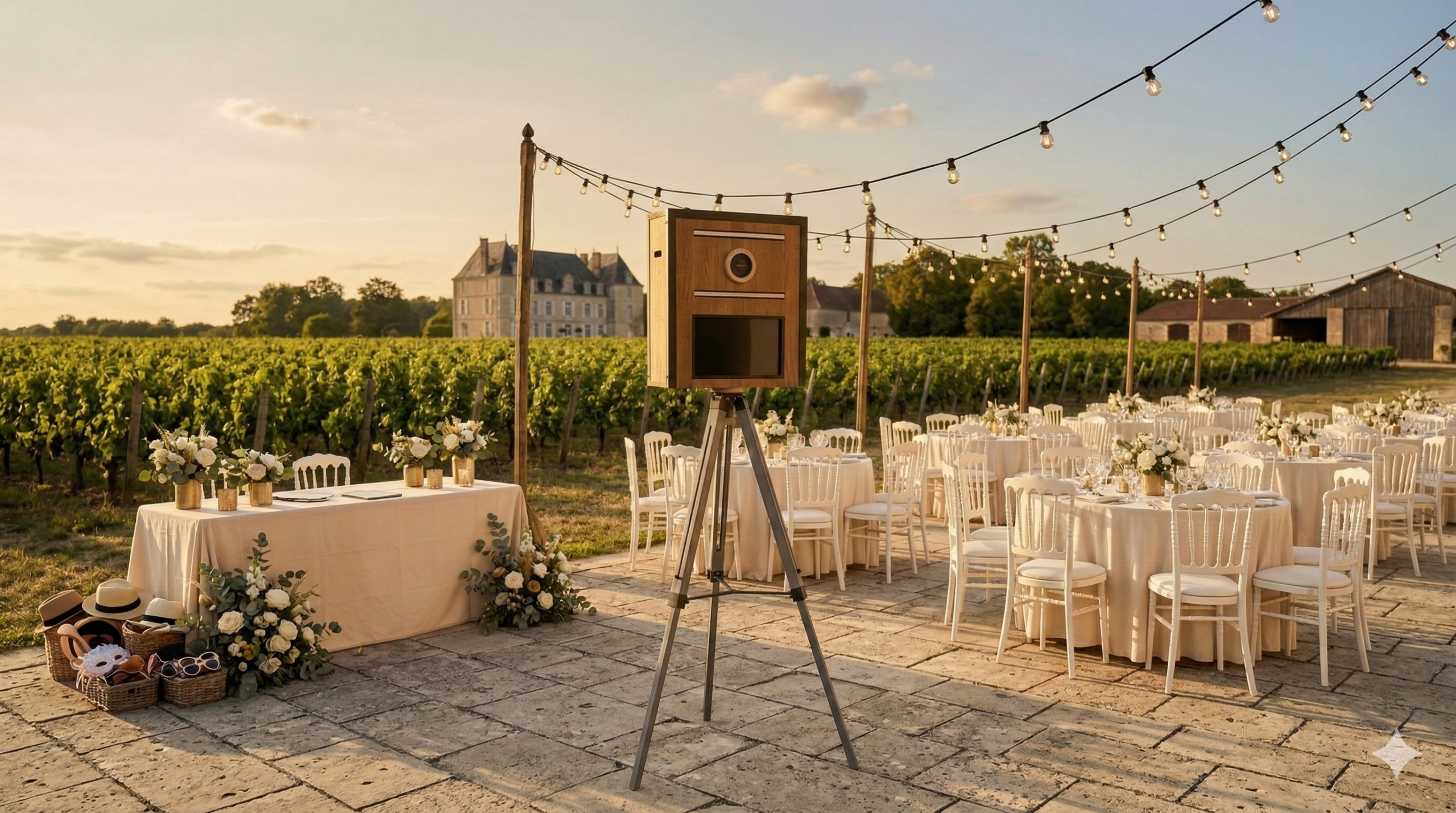 Photobooth en extérieur parmi les vignes